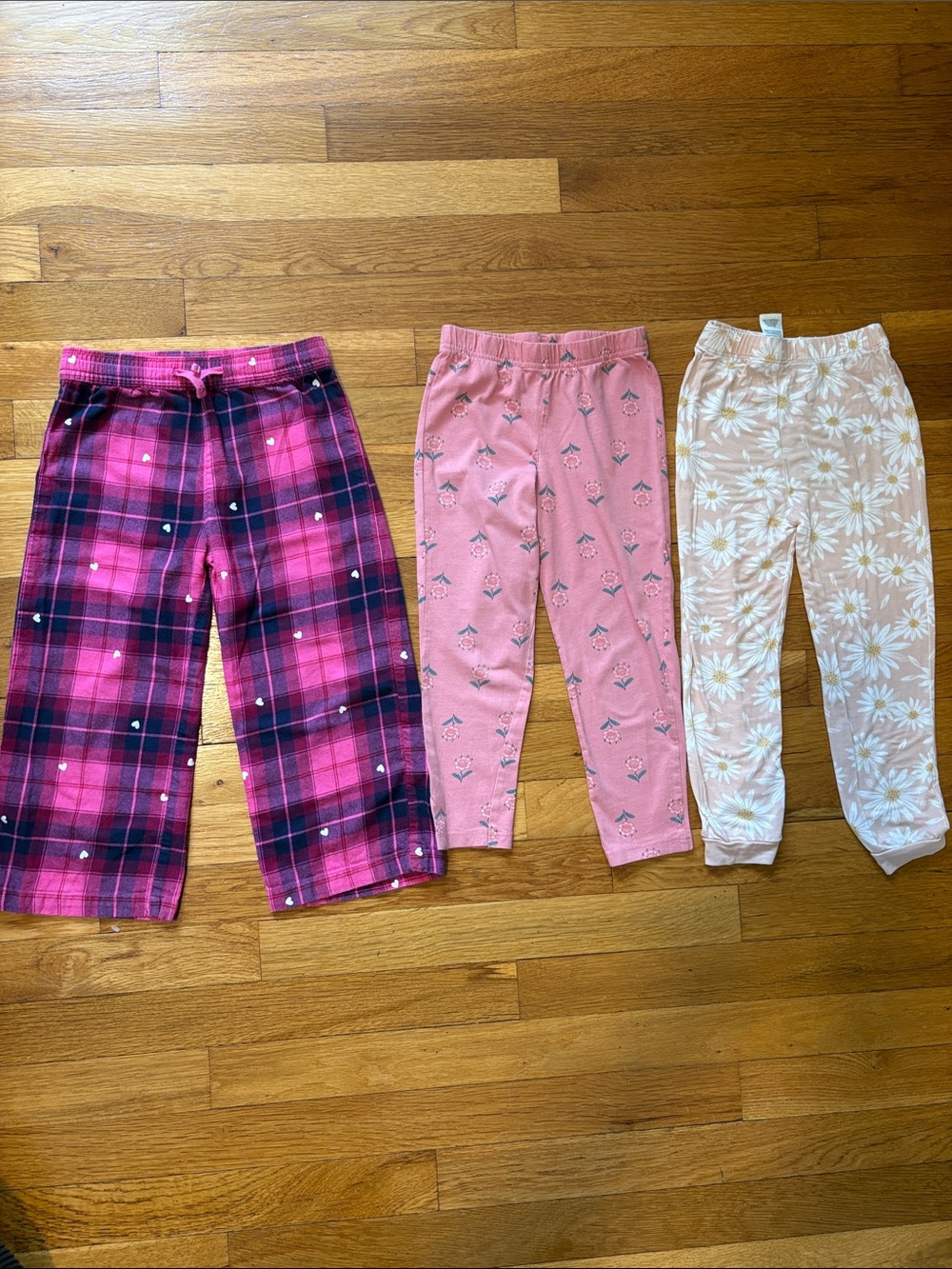 Kids Pink Plaid cotton Pajama Pants - & Bamboo 4t girl( bundle of 3)